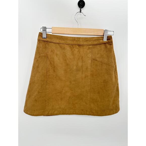 Abecrombie & Fitch Women Mini Faux Suede Skirt Size 0 Festival Boho Western - Picture 1 of 7